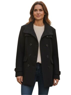 Nicole Miller Elegant Black Pea Coat